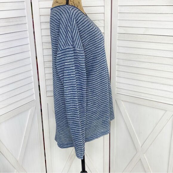 Lou & Grey Striped Knit Tunic Pullover Top Blue Large - Picture 3 of 11